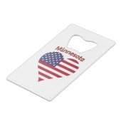 Minnesota American Flag Herz Geldbeutel Flaschenöffner (Vorderseite Schrägansicht)