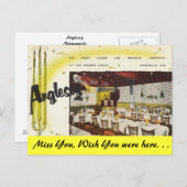 Minnesota, Anglesey Restaurant, Minneapolis Postkarte (Vorne/Hinten)