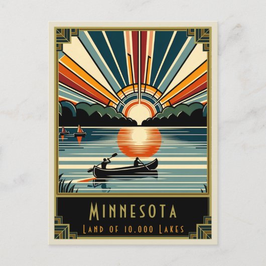 Minnesota | Art Deco Postkarte (Vorderseite)
