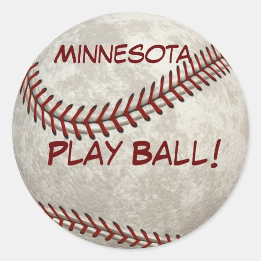 Minnesota Baseball Play Ball! Amerikanische Vergan Runder Aufkleber (Vorderseite)