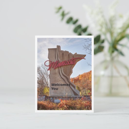 Minnesota Begrüßungszeichen in Staat Form Postkarte (Stehend Vorderseite)