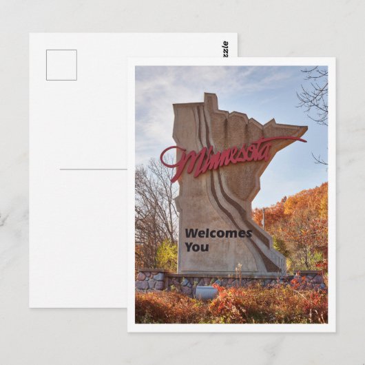 Minnesota Begrüßungszeichen in Staat Form Postkarte (Vorne/Hinten)