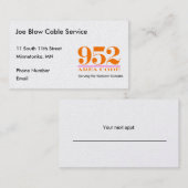 Minnesota-Bereichscodes Terminkarte (Vorne/Hinten)