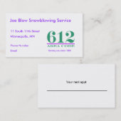 Minnesota-Bereichscodes Terminkarte (Vorne/Hinten)