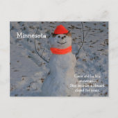 Minnesota "Build a Snowman" Postkarte (Vorderseite)