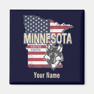 Minnesota Bundesstaat Vereinigte Staaten Karte Vin Magnet