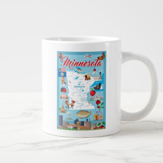 Minnesota Cartoon Karte Jumbo-Tasse (Rechts)