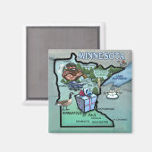 Minnesota Cartoon Map Magnet (Vorderseite/Rückseite)