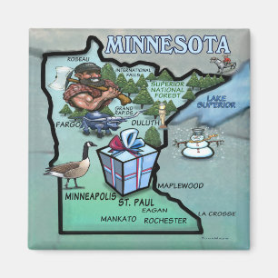 Minnesota Cartoon Map Magnet