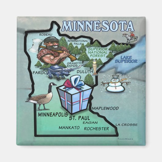 Minnesota Cartoon Map Magnet (Vorne)