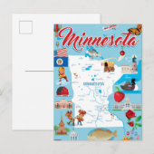 Minnesota Cartoon Map Postkarte (Vorne/Hinten)