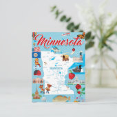 Minnesota Cartoon Map Postkarte (Stehend Vorderseite)