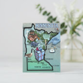 Minnesota Cartoon Map Postkarte (Stehend Vorderseite)