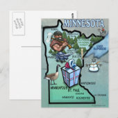Minnesota Cartoon Map Postkarte (Vorne/Hinten)