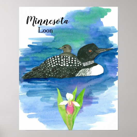 Minnesota Common Loon Baby Bird Poster (Vorne)