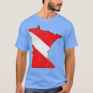 Minnesota Dive Flag Scuba Dive Staat Karte Tauchen T-Shirt