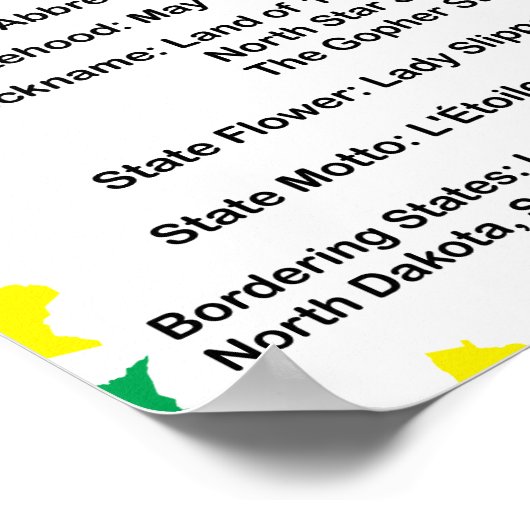 Minnesota Educational Staat Poster Colorful (Ecke)