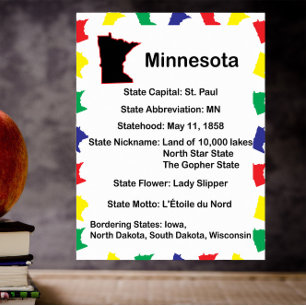 Minnesota Educational Staat Poster Colorful