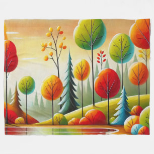 Minnesota Fall Forest and Lake Fleecedecke