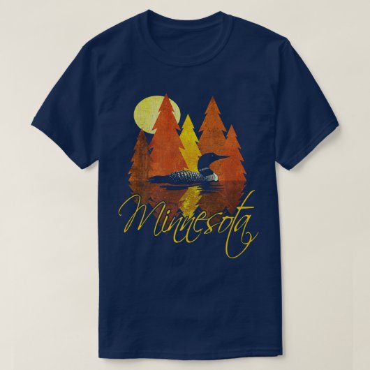 Minnesota FallHerbstSonnenuntergang mit Loon und B T-Shirt (Design vorne)