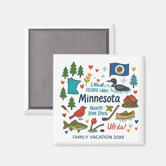 Minnesota Family Trip Keepsake Personalized Magnet (Vorderseite/Rückseite)