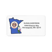 Minnesota Flag and Blume Showy Lady's Slipper Adressaufkleber (Vorne)