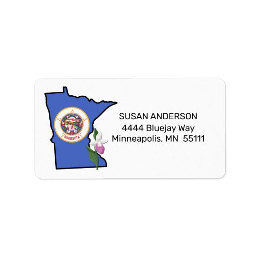 Minnesota Flag and Blume Showy Lady's Slipper Adressaufkleber (Vorne)