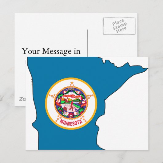 Minnesota Flag Map Postkarte (Vorne/Hinten)