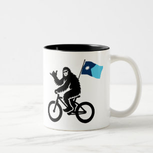 Minnesota-Flagge mit Bigfoot Cycling Zweifarbige Tasse