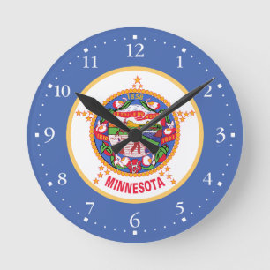 Minnesota-Flagge Runde Wanduhr
