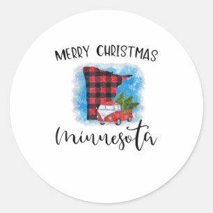 Minnesota Frohe Weihnachts Truck Shirt Bu Runder Aufkleber