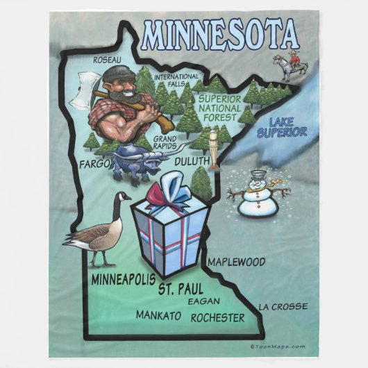 Minnesota Fun Map Fleecedecke (Vorderseite)