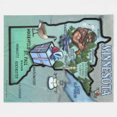 Minnesota Fun Map Fleecedecke (Vorderseite (Horizontal))
