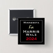 Minnesota für HARRIS WALZ 2024 Square Button (Vorne & Hinten)