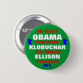 Minnesota für Obama Klobuchar Ellison Button (Vorne & Hinten)