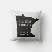 Minnesota GPS Koordinaten mit Herz Kissen (Vorderseite)
