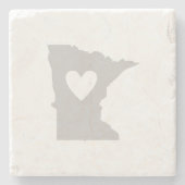 Minnesota Gray Map Form mit Herz Cutout Liebe Steinuntersetzer (Vorderseite)