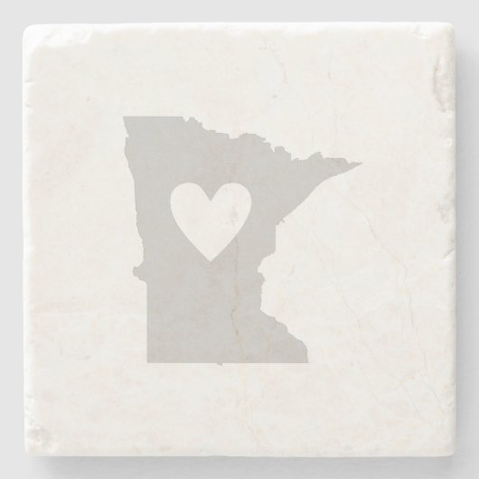 Minnesota Gray Map Form mit Herz Cutout Liebe Steinuntersetzer (Vorderseite)