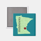 Minnesota - grün, Aquamarin, Herz, Zuhause Magnet (Vorderseite/Rückseite)