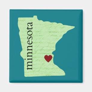 Minnesota - grün, aquamarin, Herz, Zuhause Magnet