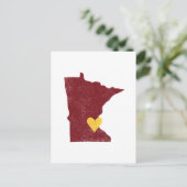 Minnesota Herzpostkarte (Maroon) - Anpassbar! Postkarte (Stehend Vorderseite)