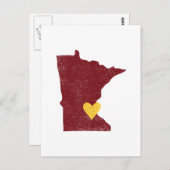 Minnesota Herzpostkarte (Maroon) - Anpassbar! Postkarte (Vorne/Hinten)