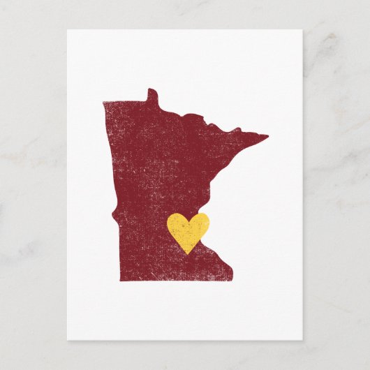 Minnesota Herzpostkarte (Maroon) - Anpassbar! Postkarte (Vorderseite)