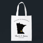 Minnesota-Hochzeits-Willkommens-Taschen-Schwarzes Wiederverwendbare Einkaufstasche<br><div class="desc">Füllen Sie diese willkommene Tasche mit Lieblingsguten sachen,  damit Ihre Gäste genießen,  wenn sie in Minnesota ankommen!</div>