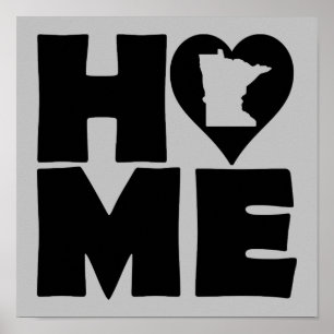 Minnesota Home Heart State Poster Schild