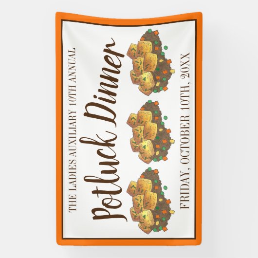Minnesota Hot Dish Tater Tot Casserole Potluck Banner (Vertikal)