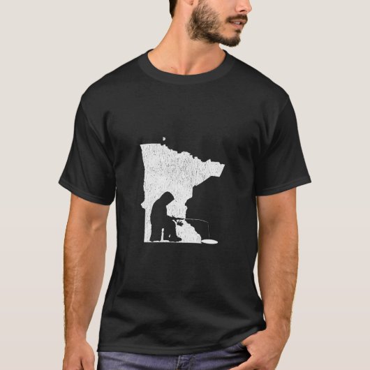 Minnesota Ice Fishing Staat Karte T-Shirt (Vorderseite)