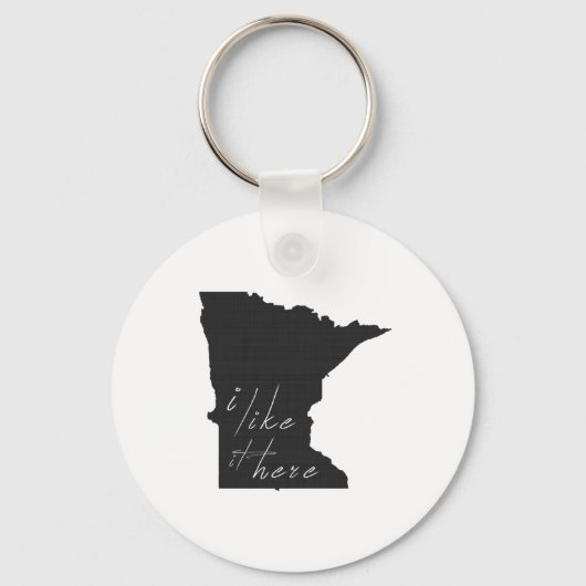Minnesota Ich mag es hier Staat Silhouette Black Schlüsselanhänger (Vorderseite)