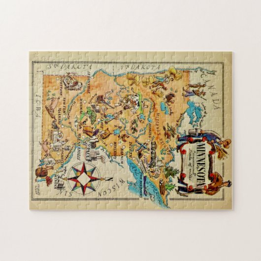 Minnesota Illustriert Map Jigsaw Puzzle (Horizontal)