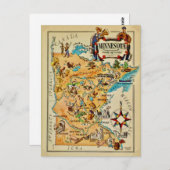 Minnesota Illustriert Map Postkarte (Vorne/Hinten)